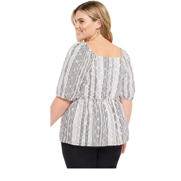 Lane Bryant Short Sleeve Square Neck Eyelet Peplum Top, Plus Size 16 - Picture 5 of 8